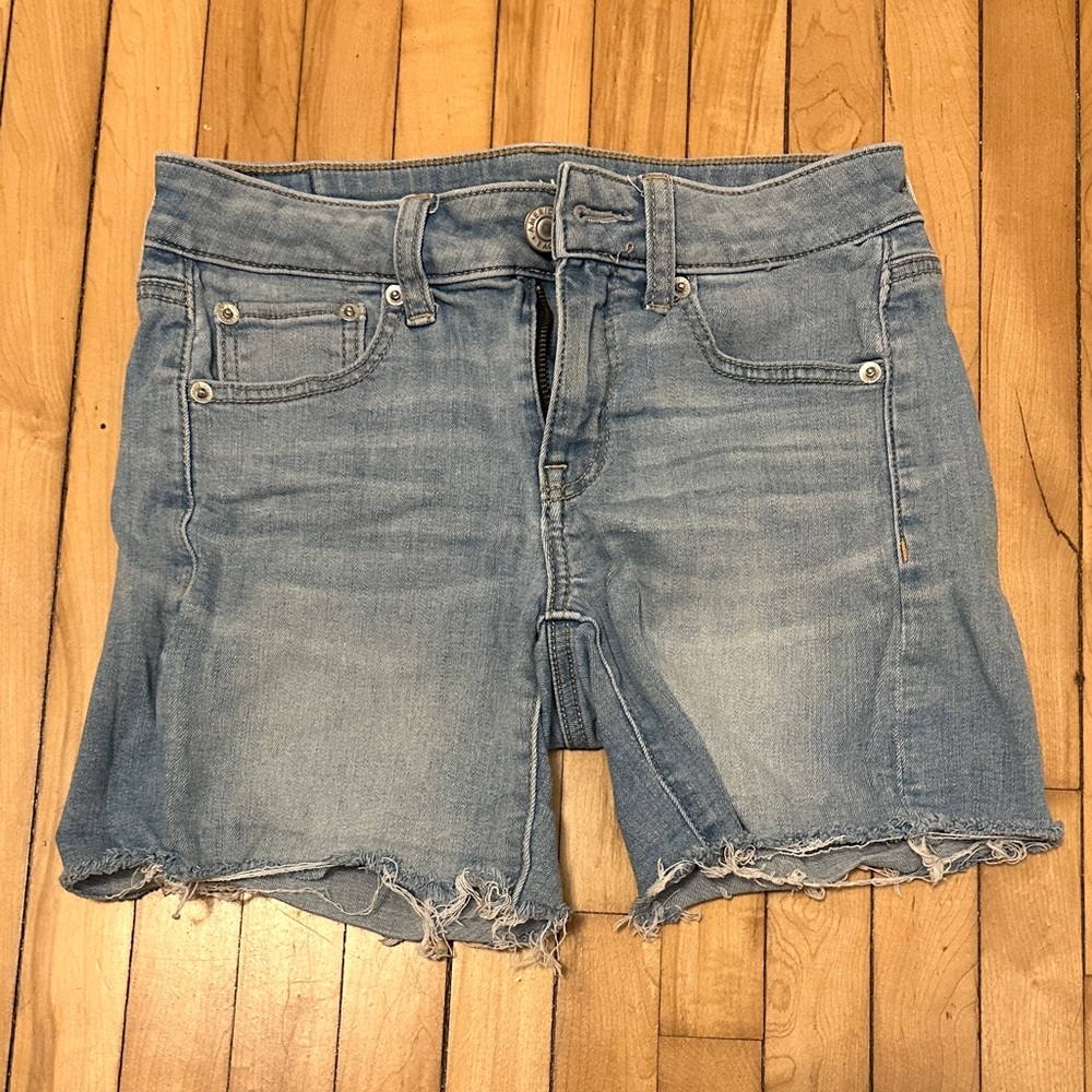 American Eagle Outfitters Light Wash Distressed Denim Shorts